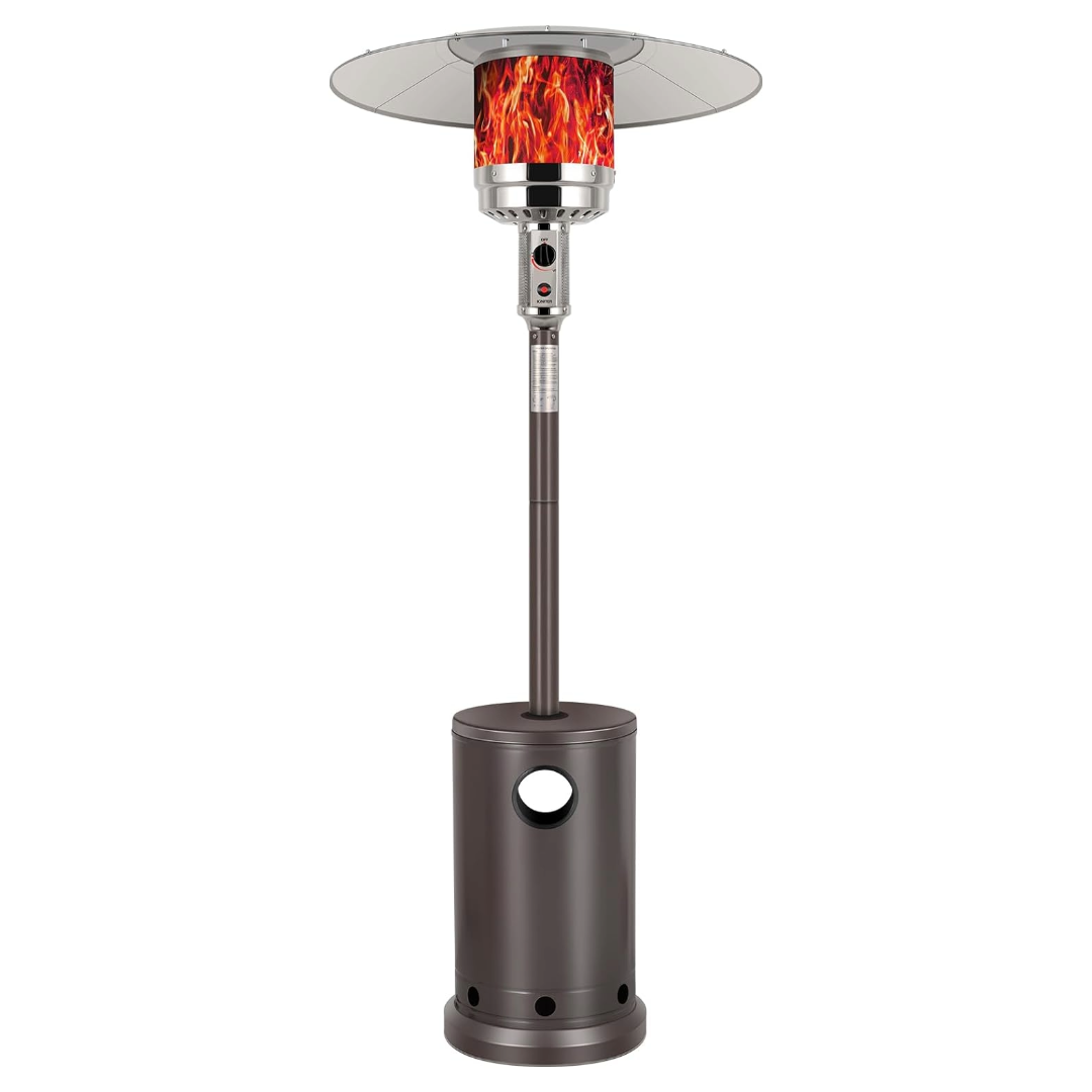 Hykolity 50,000 BTU Propane Patio Heater, Stainless Steel Burner, Triple Protection System, Wheels, Outdoor Heaters (Brown)