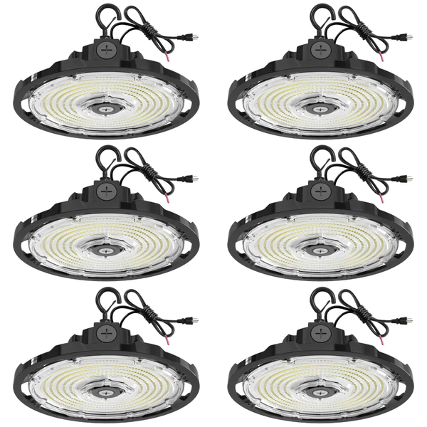 Paquete de 2 luces LED UFO de 150 W para bahía alta, 5000 K, 19 500 lm, 120 V [equivalente a 175 W/250 W MH/HPS] 