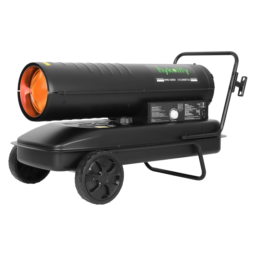 215,000 BTU Forced Air Kerosene Heater, Portable Space Heater with Movable Wheels, Multi-Fuel Forced Air Heater