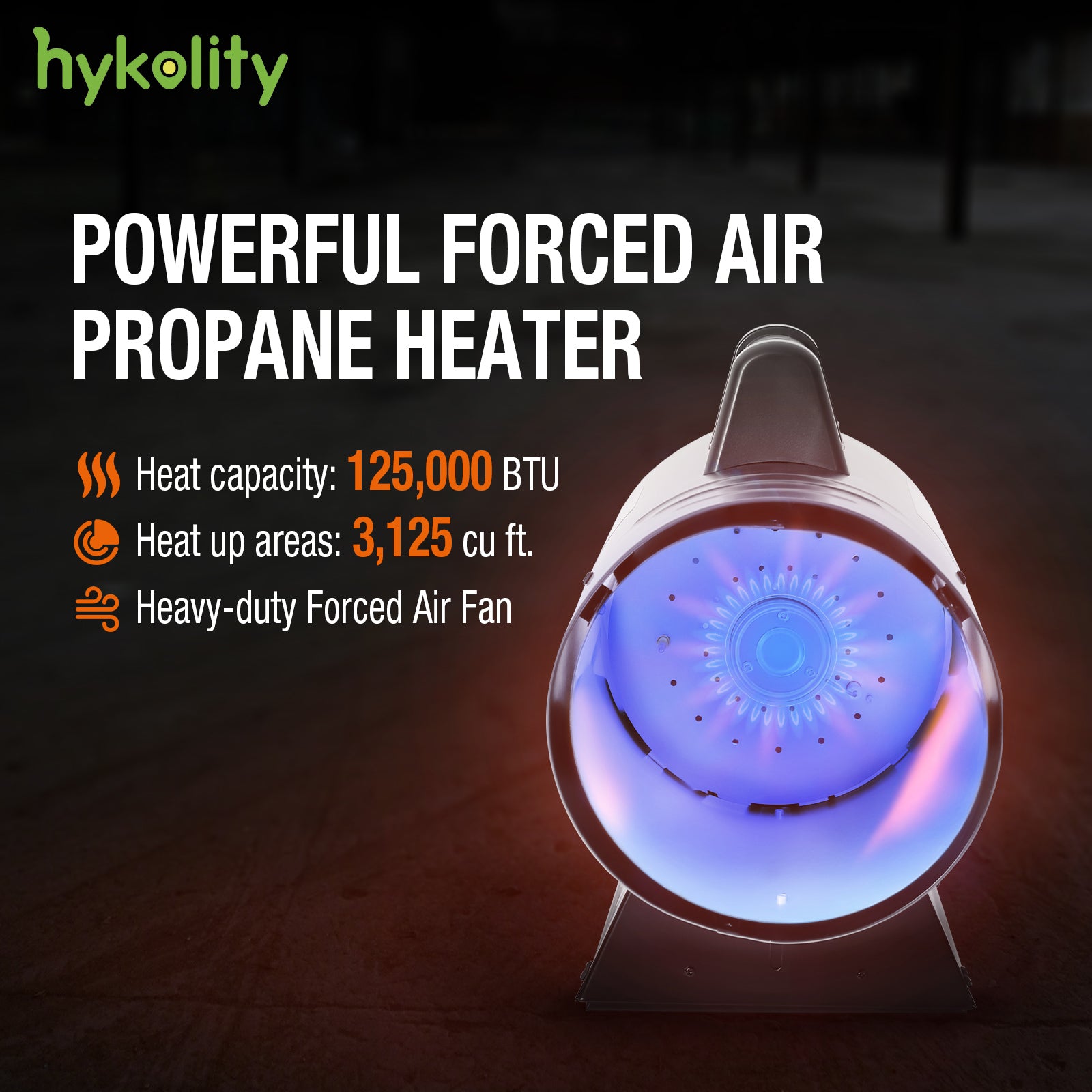 Hykolity 125000 BTU Forced Air Propane Heater, Adjustable Portable Liquid, CSA Listed