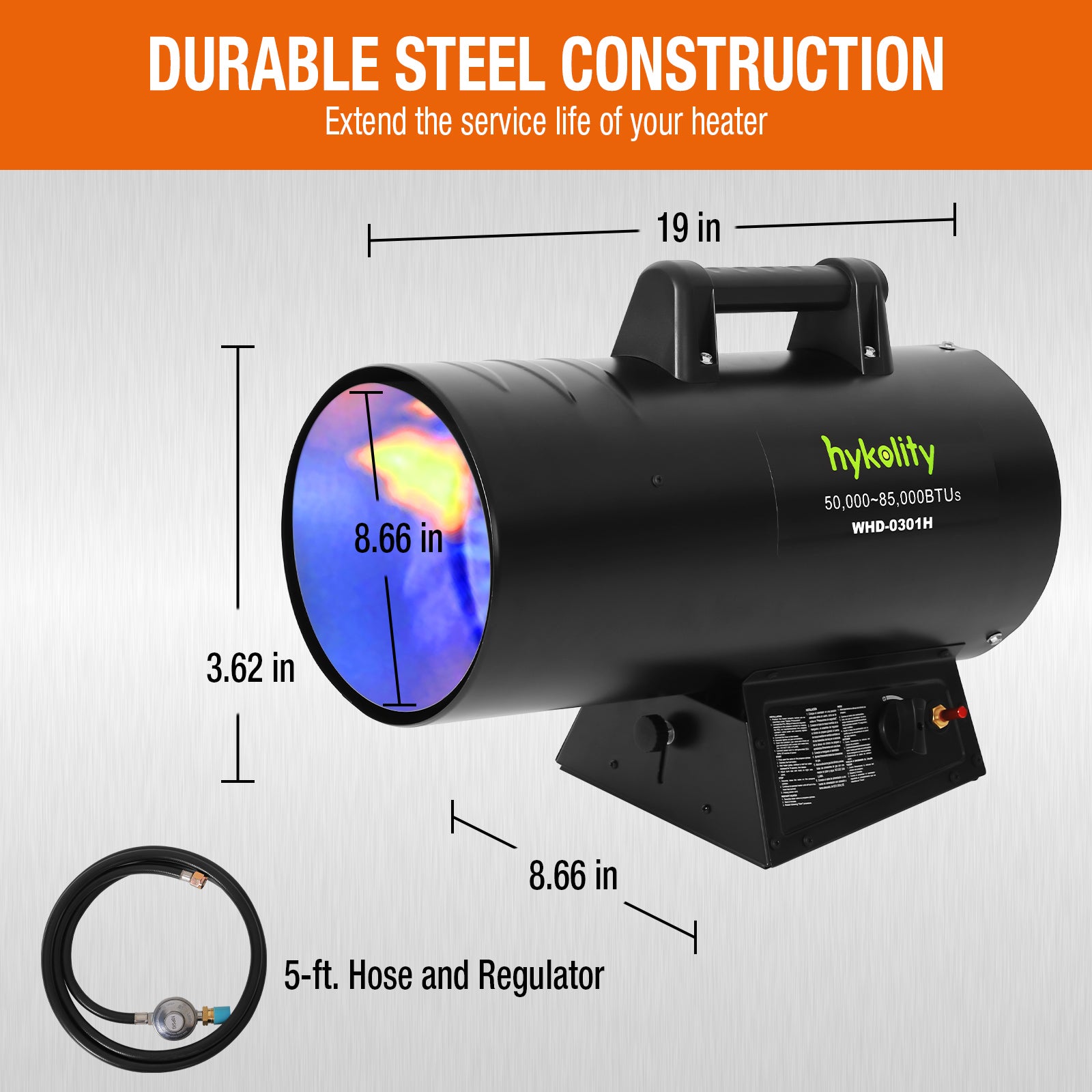 Hykolity 125000 BTU Forced Air Propane Heater, Adjustable Portable Liquid, CSA Listed