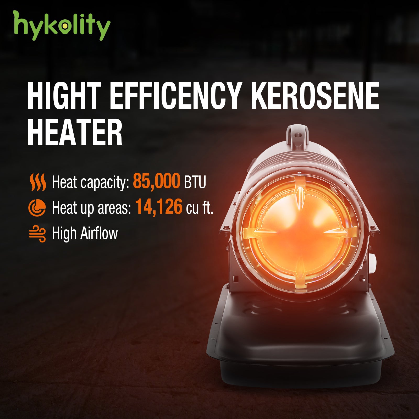 Hykolity 135000 BTU Forced Air Kerosene Heater, Portable Heater for 2200 sq.ft