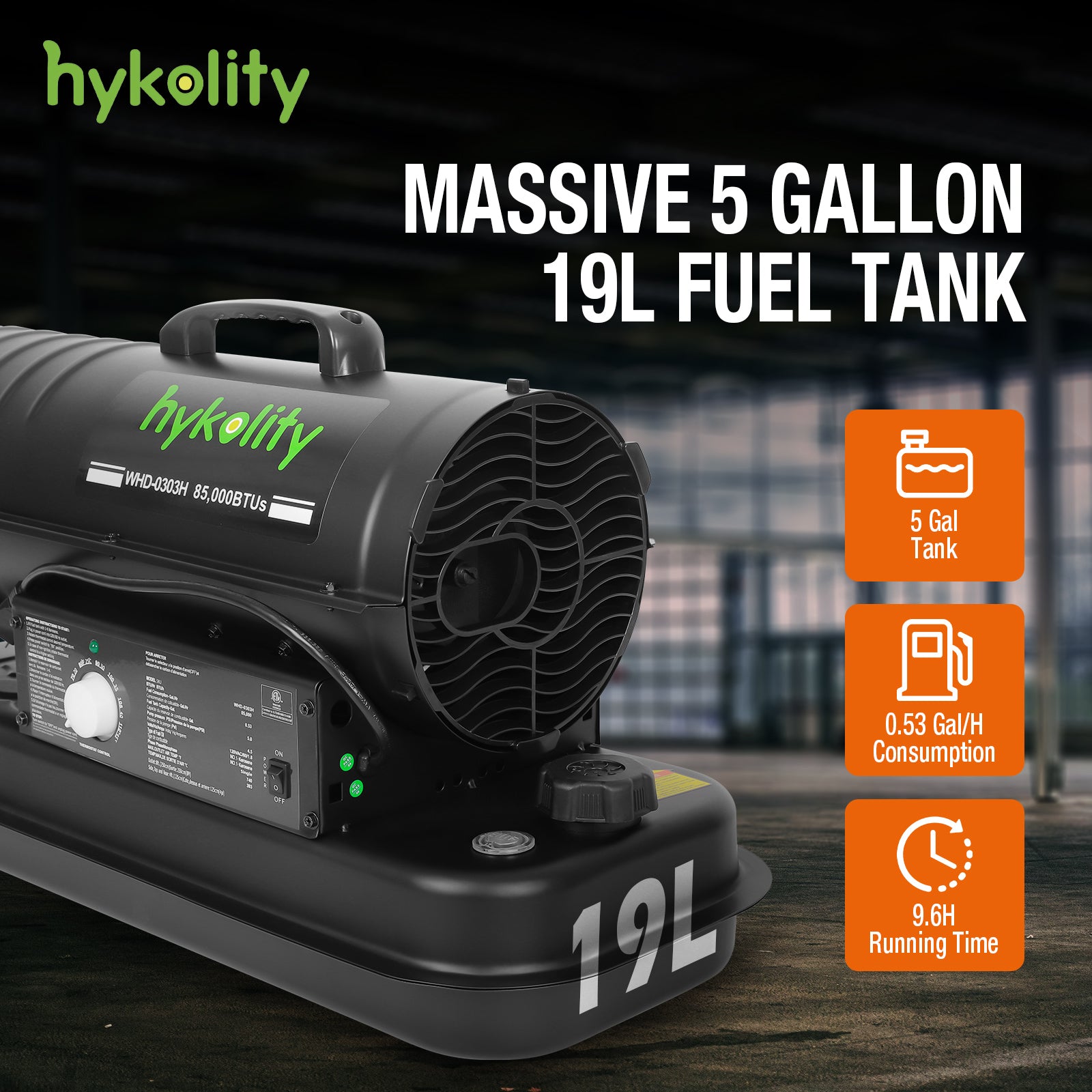 Hykolity 135000 BTU Forced Air Kerosene Heater, Portable Heater for 2200 sq.ft