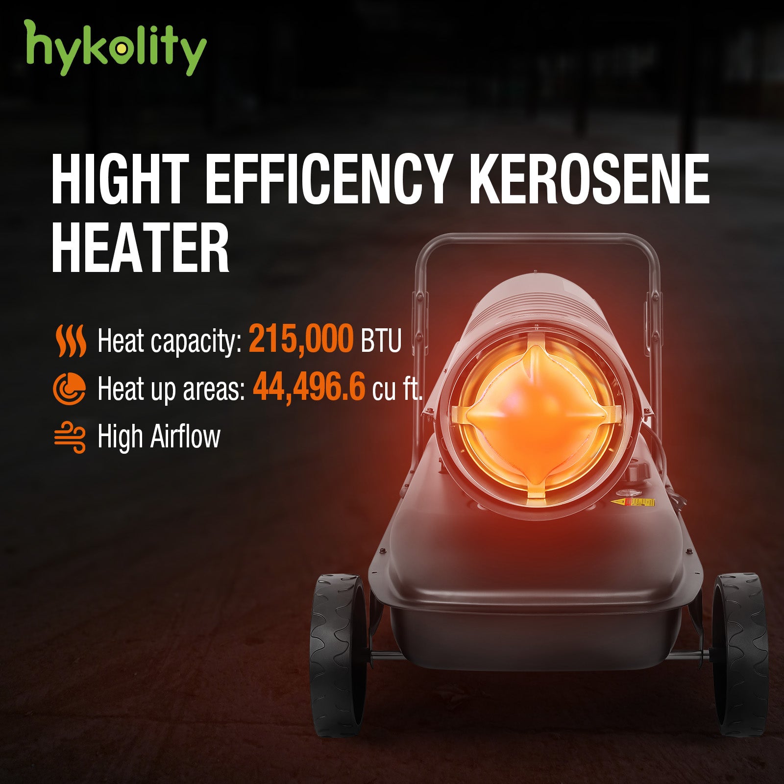 Hykolity 215000 BTU Forced Air Kerosene Heater, Portable Heater for 2200 sq.ft