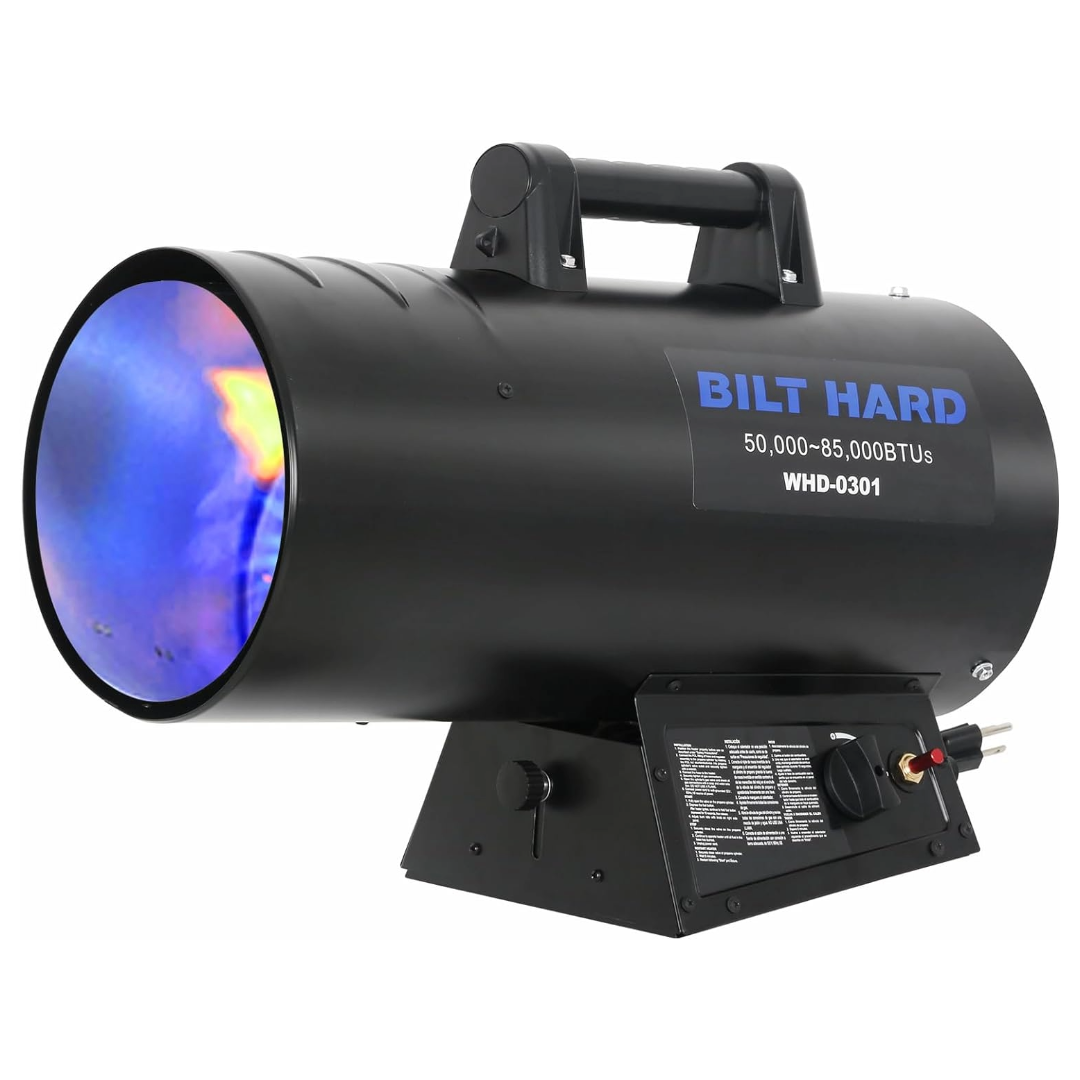 85,000 BTU Forced Air Propane Heater, Adjustable Portable Liquid Propane Torpedo Heater, CSA Listed