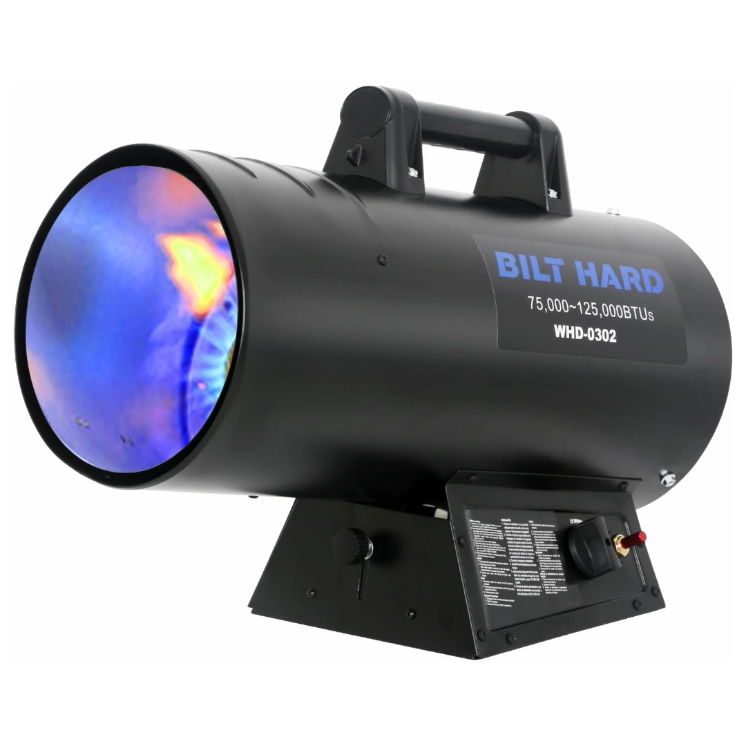 125,000 BTU Forced Air Propane Heater, Adjustable Liquid Propane Torpedo Heater, CSA Listed