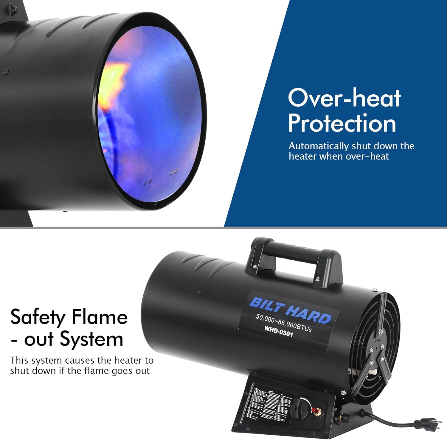 85,000 BTU Forced Air Propane Heater, Adjustable Portable Liquid Propane Torpedo Heater, CSA Listed