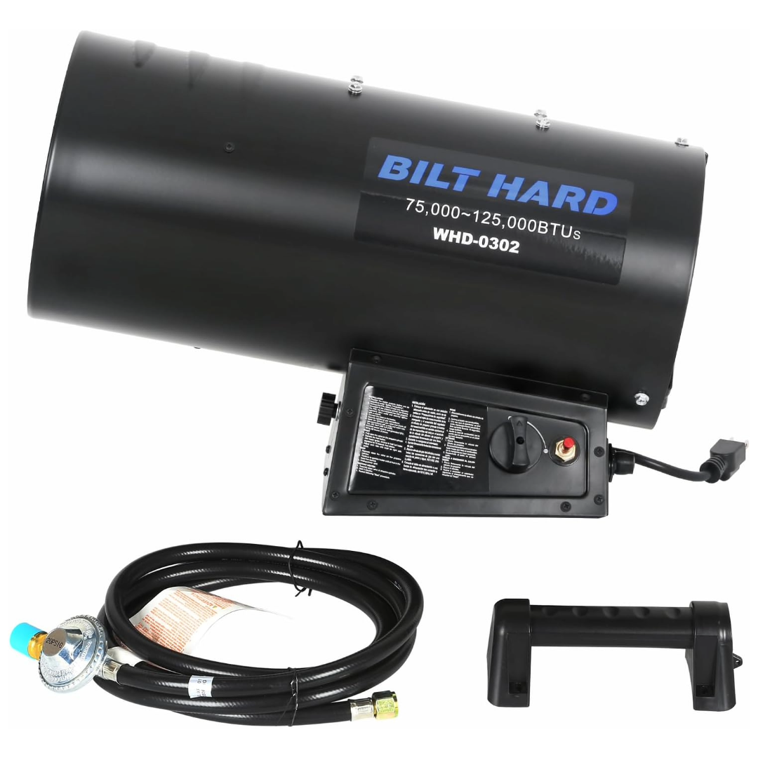 125,000 BTU Forced Air Propane Heater, Adjustable Liquid Propane Torpedo Heater, CSA Listed