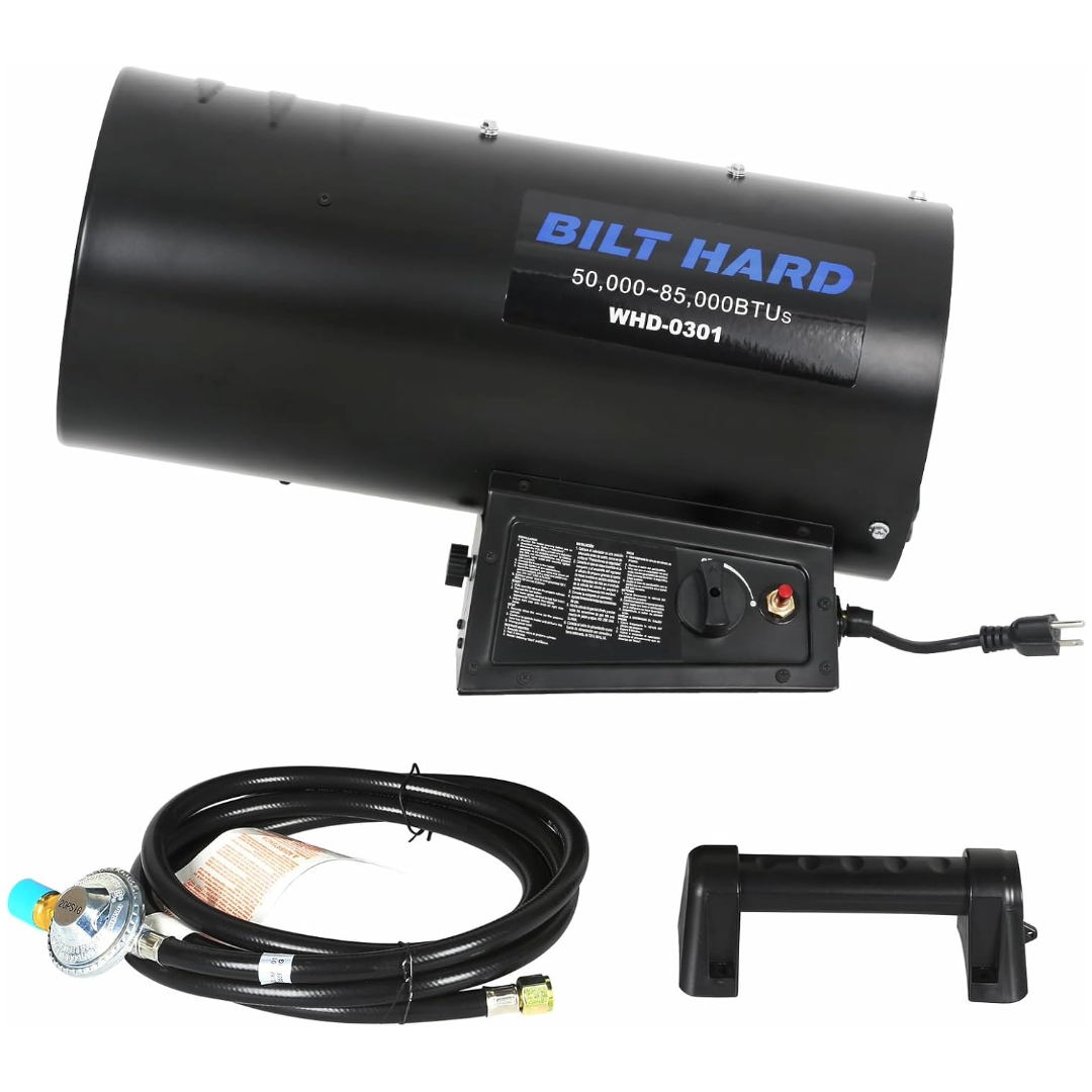 85,000 BTU Forced Air Propane Heater, Adjustable Portable Liquid Propane Torpedo Heater, CSA Listed