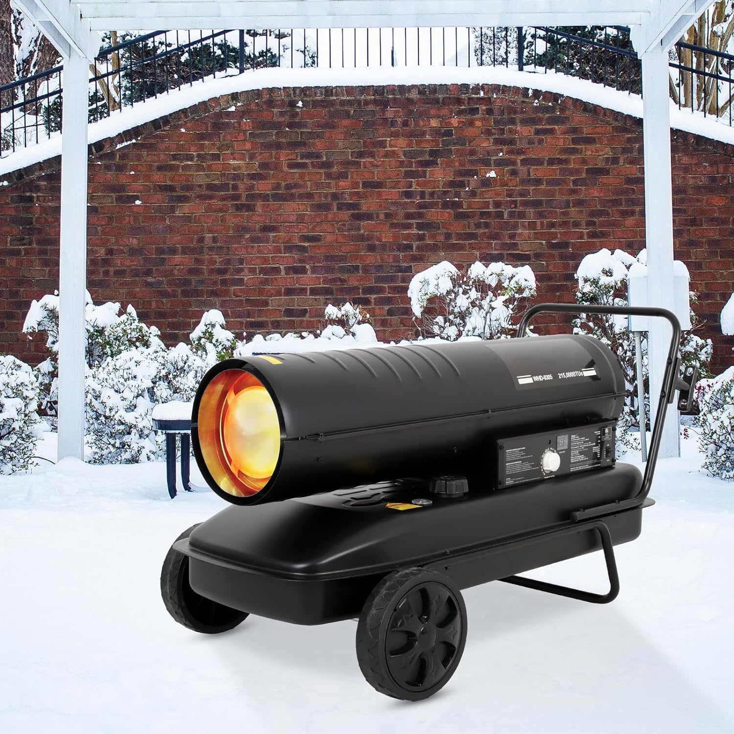 215,000 BTU Forced Air Kerosene Heater, Portable Space Heater with Movable Wheels, Multi-Fuel Forced Air Heater